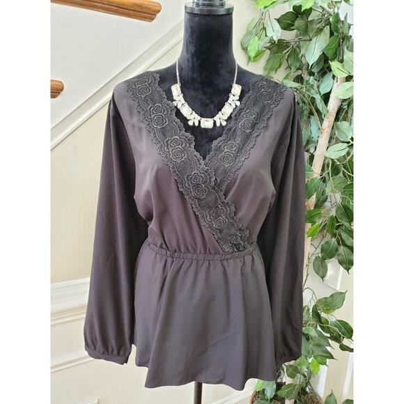 Torrid Women's Black Polyester Long Sleeve V-Neck Pullover Top Blouse Size 2X - Picture 1 of 12